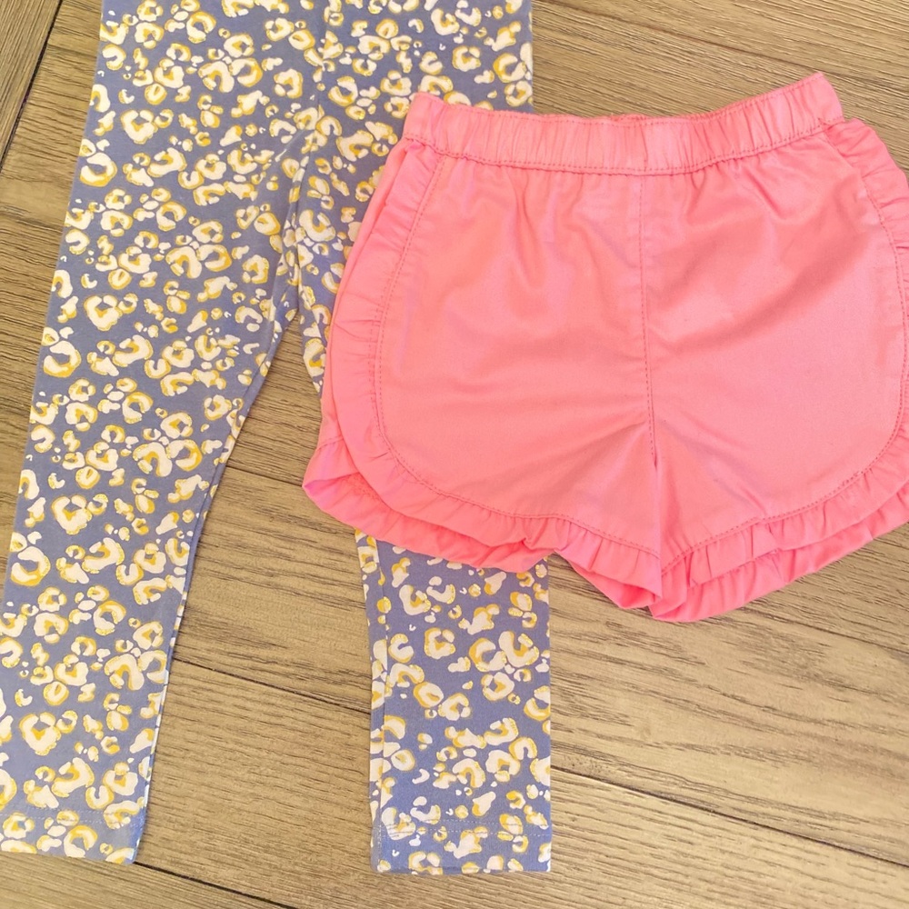 Pink Shorts and Leopard Print Leggings for 18m girl